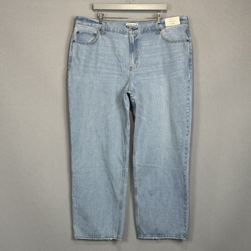 Abercrombie Fitch The Loose Jeans Women 35/20R High Rise Distressed Light Wash